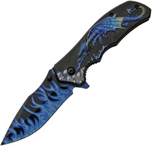 CN300549BL.jpg Rite Edge Dragon Flame Linerlock A/O Blue