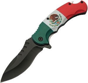 China Made Mexican Flag Linerlock A/O - Bottle Opener