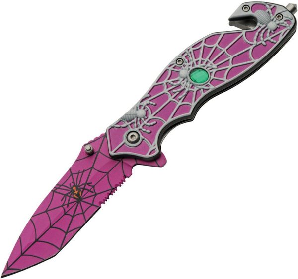 CN300568PU.jpg China Made Spider Web Linerlock A/O Purple - Tanto