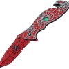 China Made Spider Web Linerlock A/O Red - Tanto