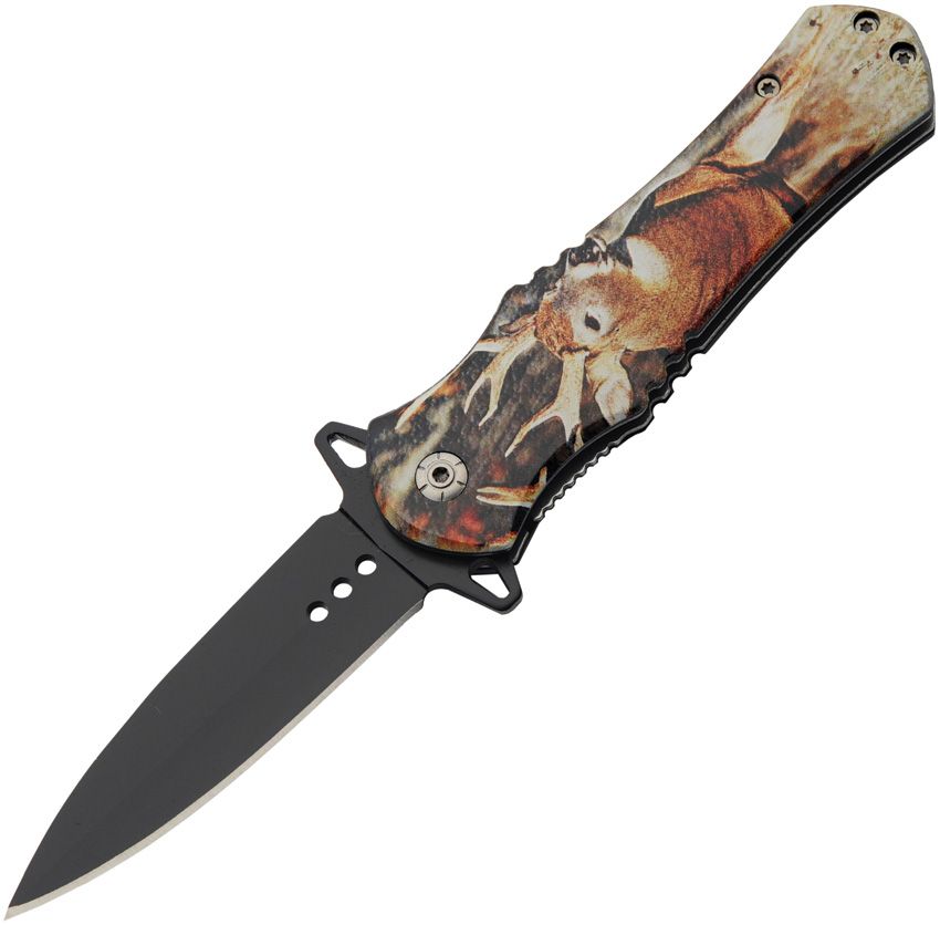 China Made Wildlife Linerlock Assisted Opening Folding Knife Deer