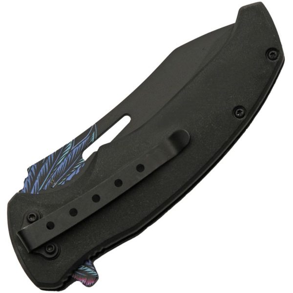 CN300575BL_add_01.jpg China Made Skull Linerlock A/O 3D Feather Design