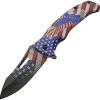 China Made USA Eagle Linerlock A/O 3D American Flag