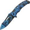 China Made Skull Linerlock A/O Blue 3D Printed