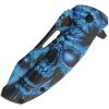China Made Skull Linerlock A/O Blue 3D Printed