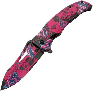 CN300577PK.jpg China Made Skull Linerlock A/O Pink 3D Printed Design