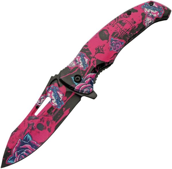CN300577PK.jpg China Made Skull Linerlock A/O Pink 3D Printed Design