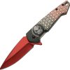 China Made Predator Framelock A/O Red Titanium Blade