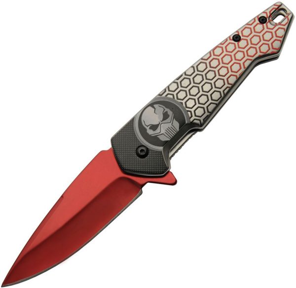 China Made Predator Framelock A/O Red Titanium Blade