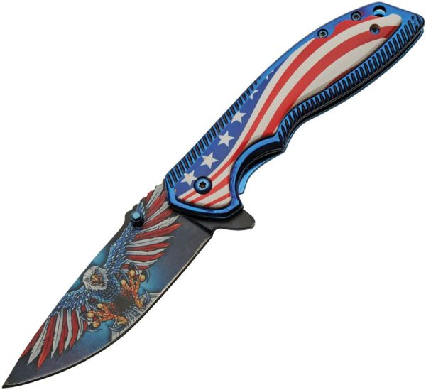 China Made Freedom Eagle Linerlock A/O Blue