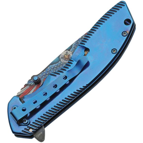 China Made Freedom Eagle Linerlock A/O Blue