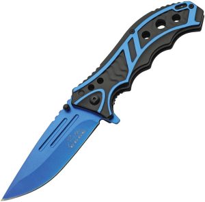 Rite Edge Caution Linerlock A/O Blue Blade