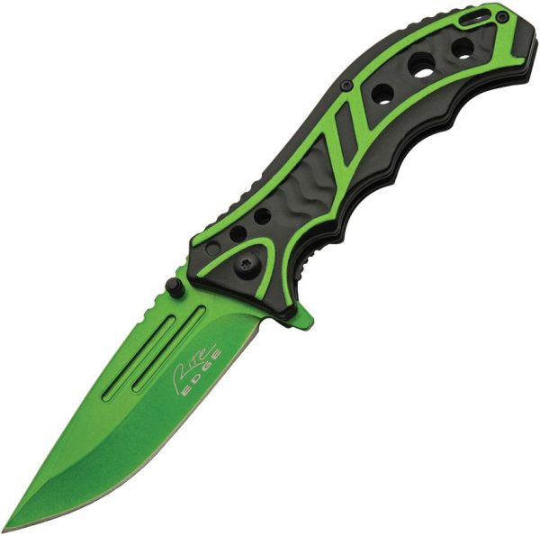 CN300585GN.jpg Rite Edge Caution Linerlock A/O Green Blade