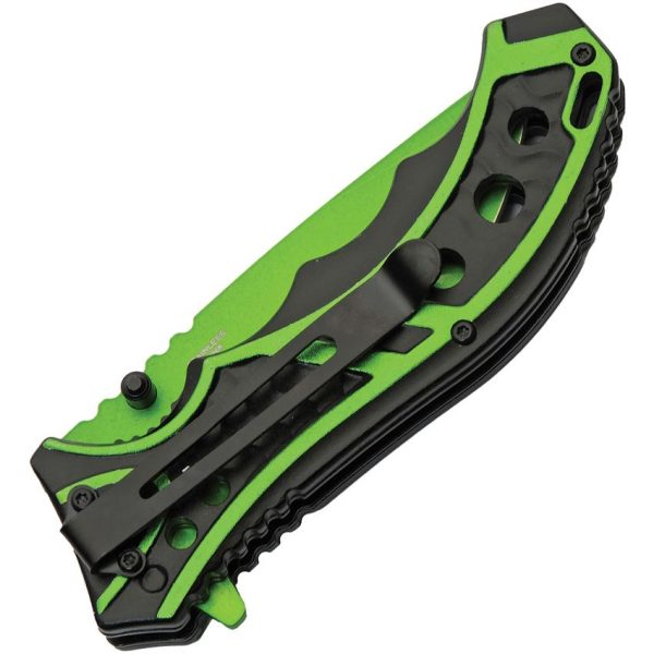 CN300585GN_add_01.jpg Rite Edge Caution Linerlock A/O Green Blade