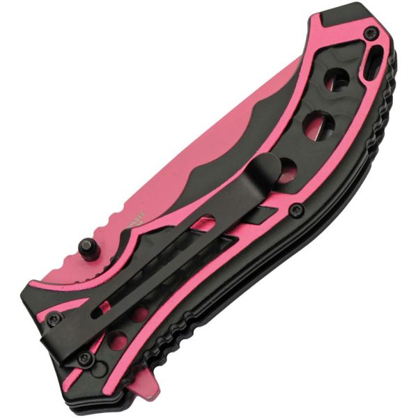 CN300585PK_add_01.jpg Rite Edge Caution Linerlock A/O Pink - Assisted Opening