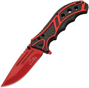 Rite Edge Caution Linerlock A/O Red - Assisted Opening