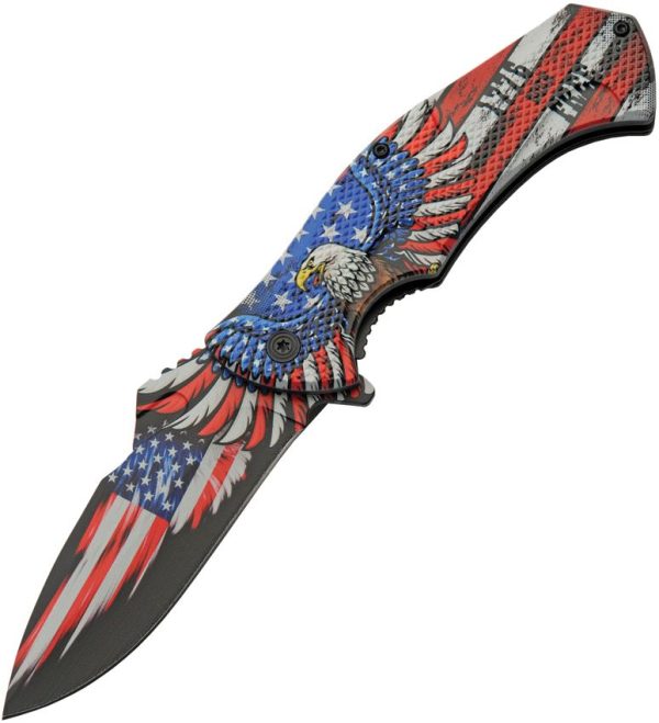 China Made Flag Linerlock A/O Eagle Design