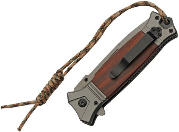 China Made FK-5 Linerlock Wood Brown Handle