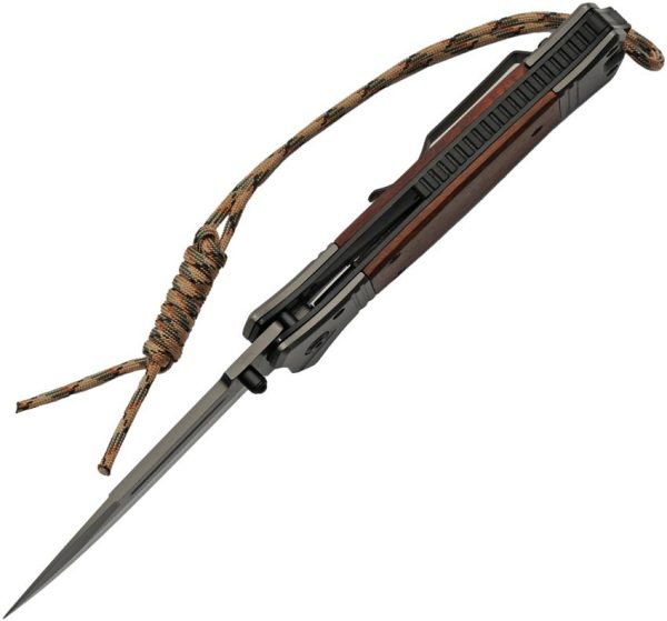 China Made FK-5 Linerlock Wood Brown Handle