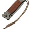 China Made FK-5 Linerlock Wood Brown Handle