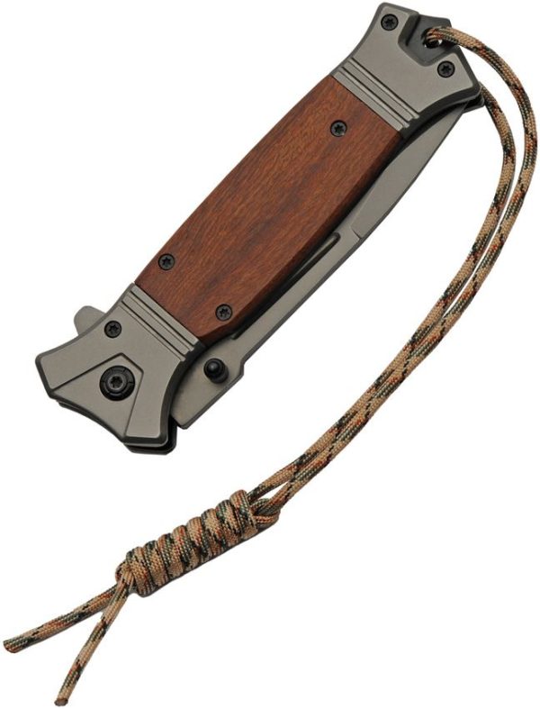 China Made FK-5 Linerlock Wood Brown Handle