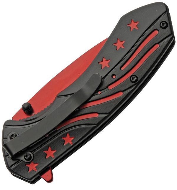 Rite Edge Red Stars Linerlock - Assisted Opening