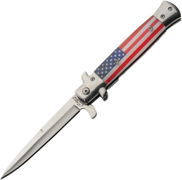Rite Edge Stiletto Linerlock - USA Flag Clear Resin