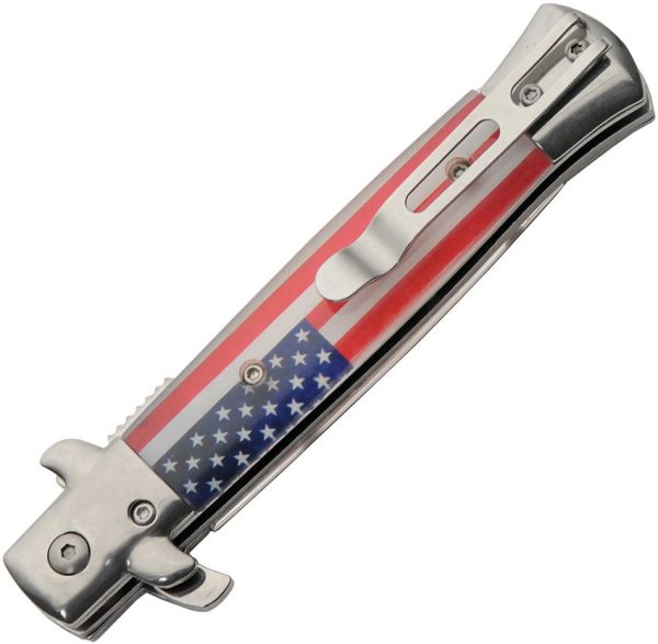 Rite Edge Stiletto Linerlock - USA Flag Clear Resin
