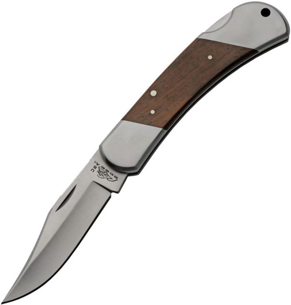 Rite Edge Lockback Brown Wood - 440C Clip Point