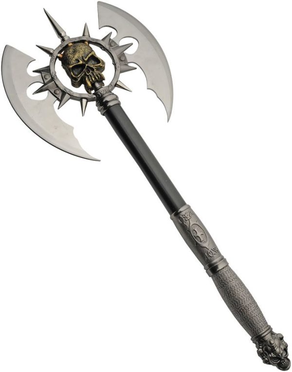 Muerte Axe Double Blade 25" Stainless Steel Skull Handle