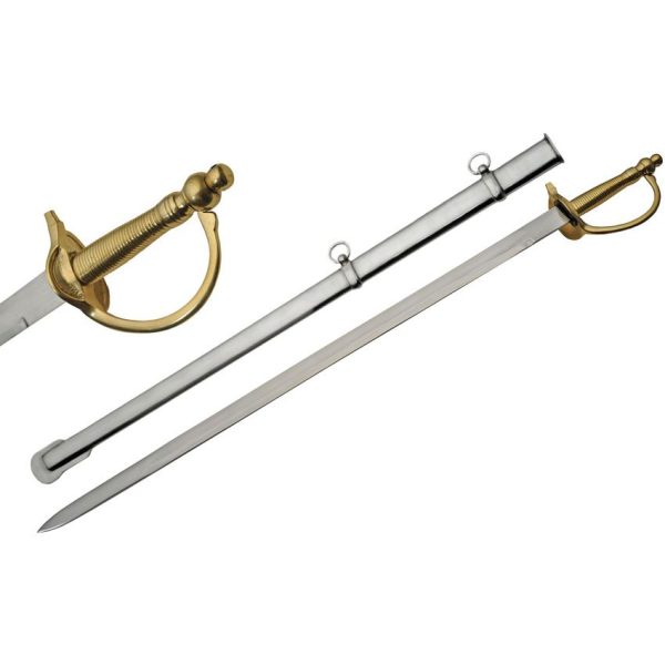 CSA NCO Sword 30" Stainless Blade Brass Handle D-Guard Fixed
