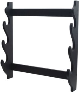 CN926733.jpg China Made Small Sword Rack - 3-Blade Black Wood Stand