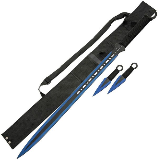 China Made Ninja Sword Set Blue - 28in Two-Tone Stainless