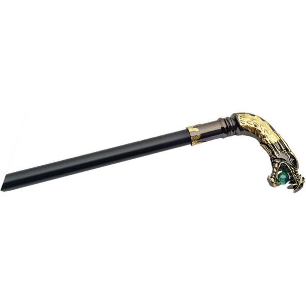 China Made Dragon Sword Cane - 34in Green Marble Handle