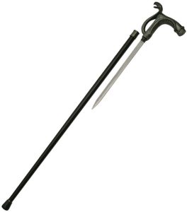 China Made Serpent Sword Cane - 36.5in Satin Stainless