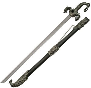 Dragon Sword 28.25" Satin Stainless Blade Fixed Blade w Scabbard