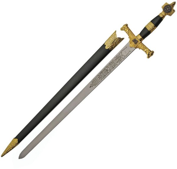 Rite Edge Star Of David Sword 22" Stainless Blade Black Gold
