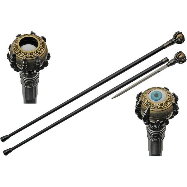 China Made Eyeball Sword Cane - Skull Pommel Design