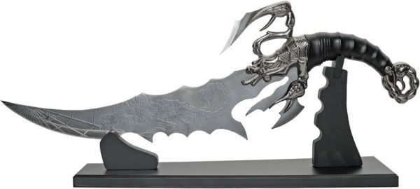 CN926965.jpg China Made Scorpion Sword 15" Stainless Blade Black Handle Display Stand