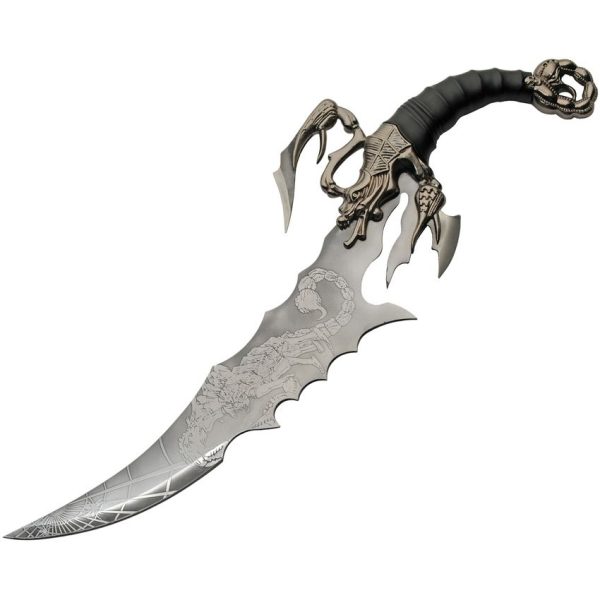 CN926965_add_01.jpg China Made Scorpion Sword 15" Stainless Blade Black Handle Display Stand