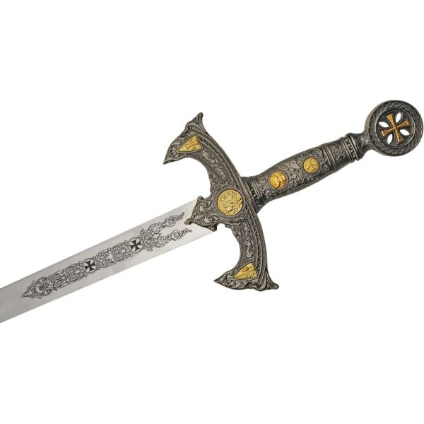 CN926967_add_02.jpg Knights Templar Sword 35.25" Blade Antique Bronze Fixed Blade