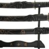 3 Pc Black Dragon Katana Set Stainless Blade Fixed Blade