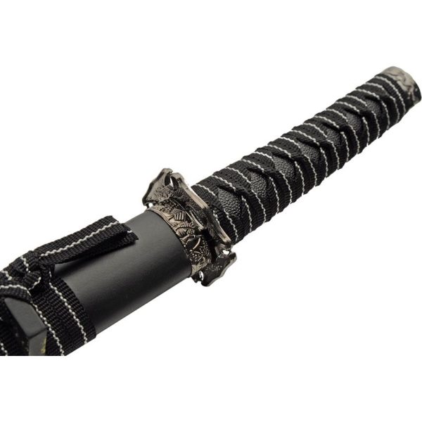 3 Pc Black Dragon Katana Set Stainless Blade Fixed Blade