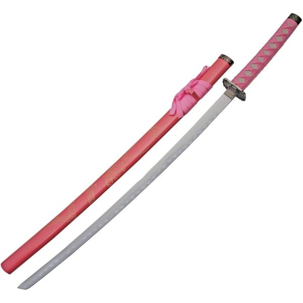 CN926970PK_add_01.jpg Pink Dragon Katana 3pc Set Stainless Blade Nylon Handle Display
