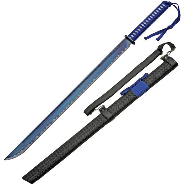 CN926978_add_01.jpg Waterfall Katana 28" Blue TiNi Blade Fixed Blade Sword