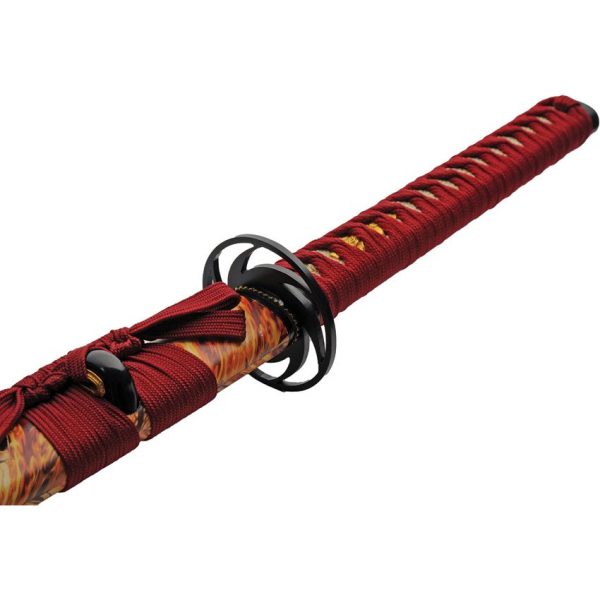 Flaming Skull Katana 30" 1045 Carbon Steel Fixed Blade Sword