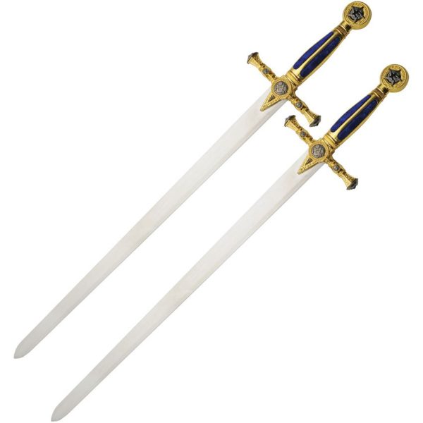 Rite Edge Mason Double Sword Plaque 420 Stainless Gold