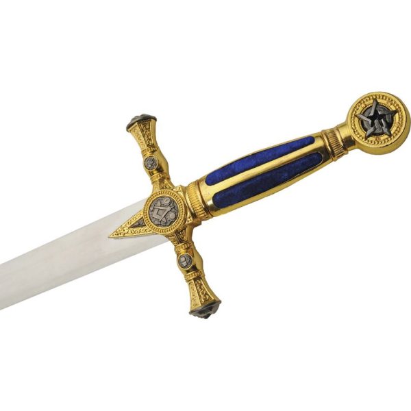 Rite Edge Mason Double Sword Plaque 420 Stainless Gold