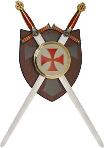 CN926997.jpg Rite Edge Templar Double Sword Plaque 420 Stainless Gold