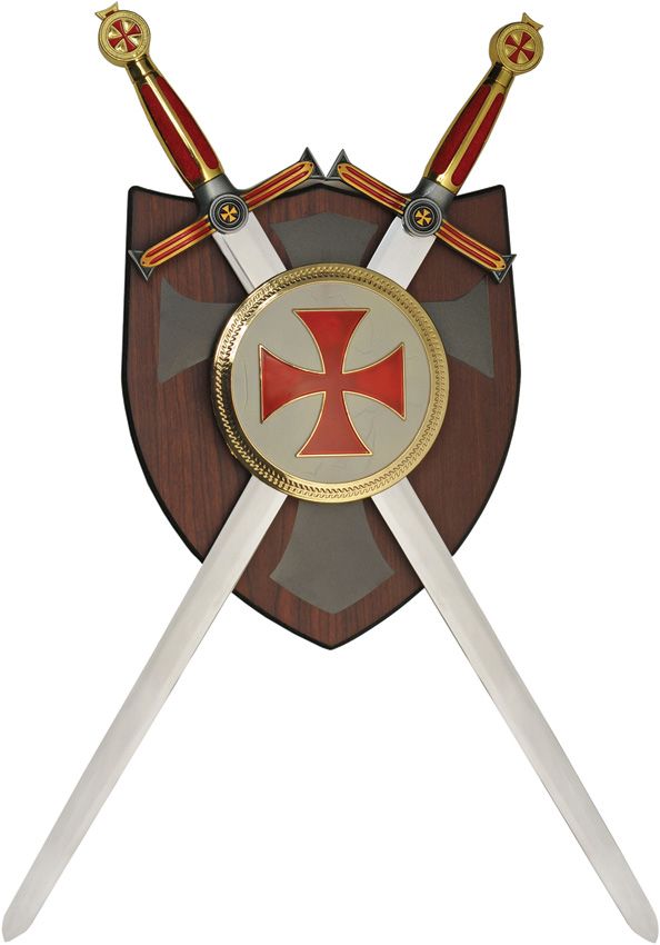 CN926997.jpg Rite Edge Templar Double Sword Plaque 420 Stainless Gold